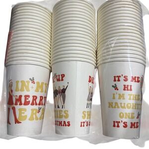 NWT 60-Pack Taylor Swift‎ Themed Holiday Party Paper Cups, 12oz